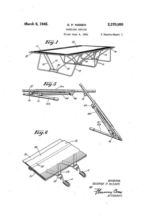 Dispositivo de salto, dibujo de patente de 1945, acabado papel archivo