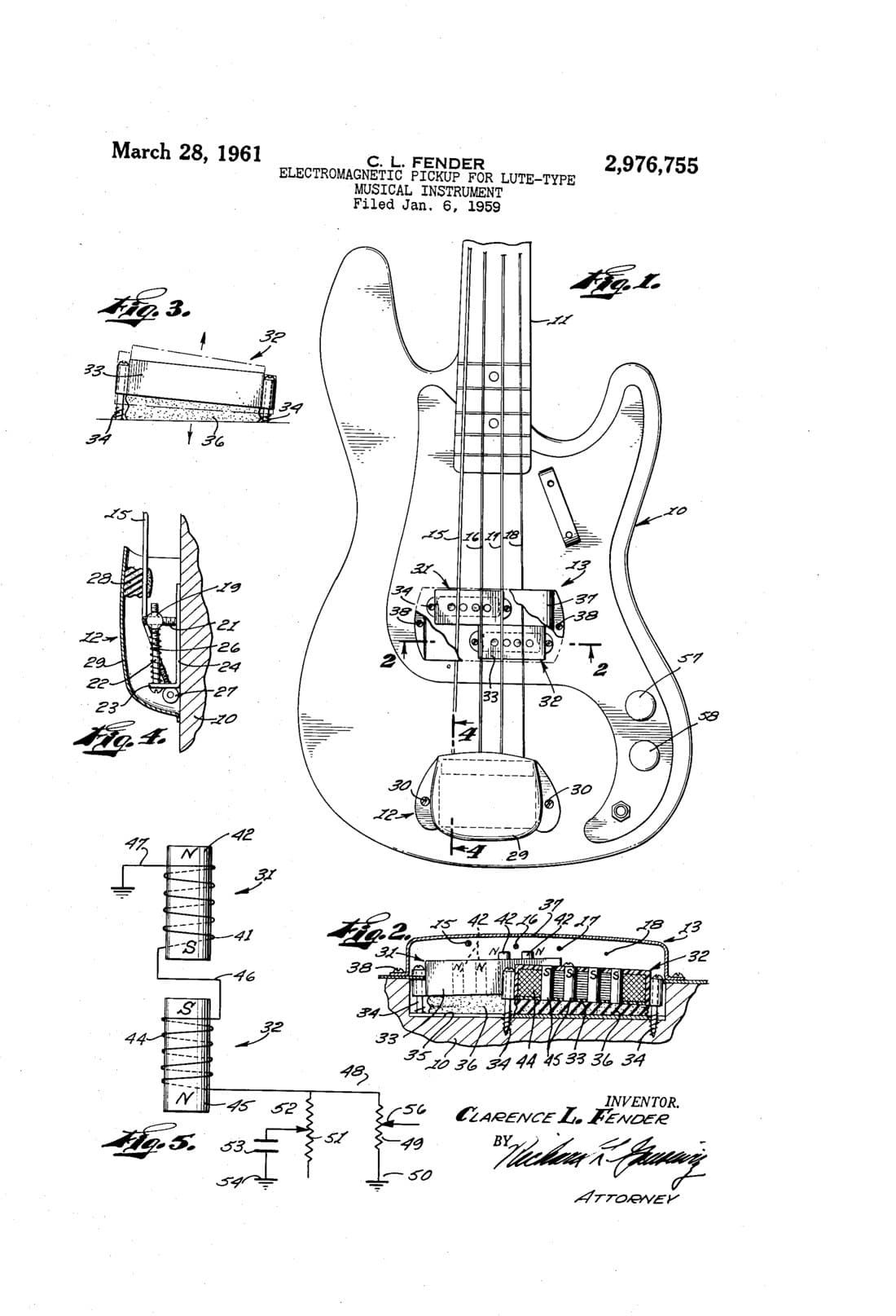 Pastilla electromagnética, dibujo de patente de 1961, acabado papel archivo
