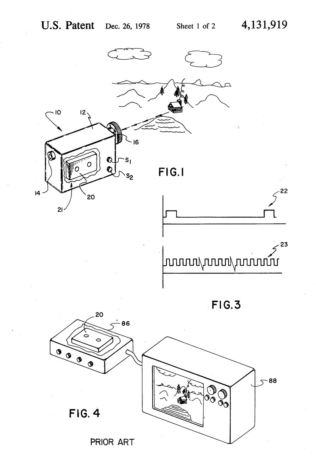 Electronic still camera patent drawing, 1978