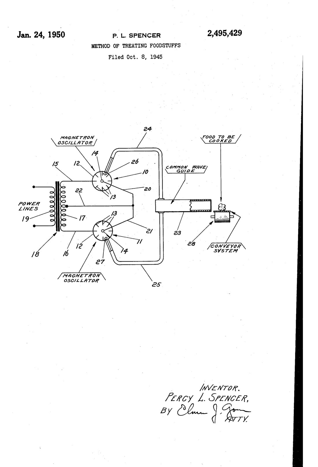 Method of treating foodstuffs patent drawing, 1950