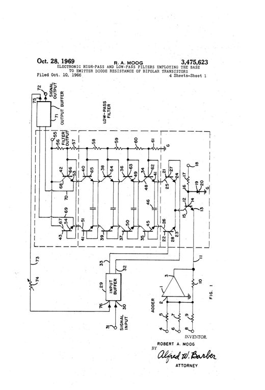 Electronic Filter patent drawing, 1969
