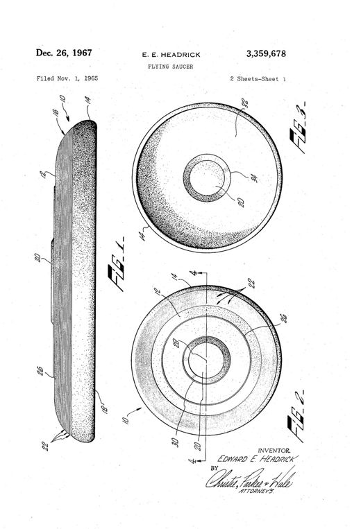 Flying saucer patent drawing, 1967