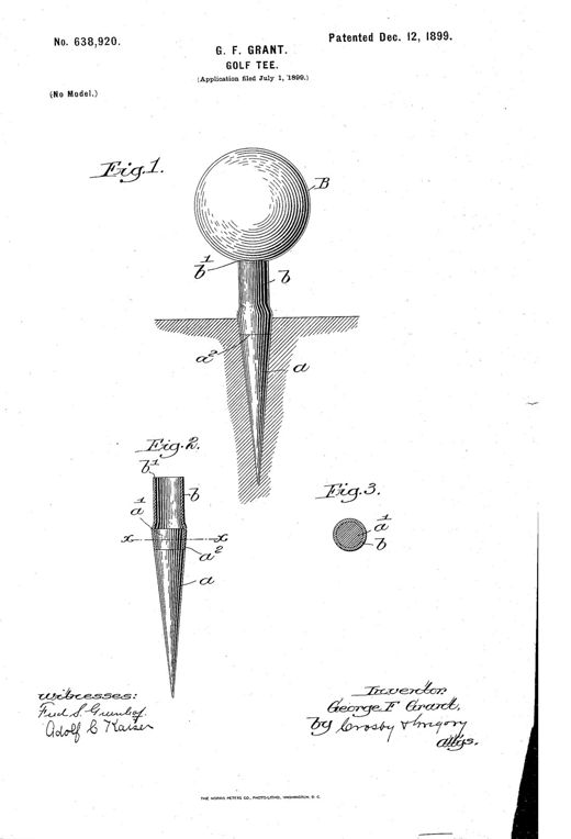 Golf-tee patent drawing, 1899