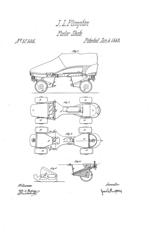 Improvement in skates patent drawing, 1863