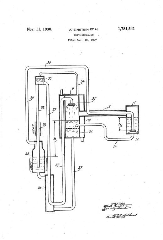 Refrigeration patent drawing, 1930