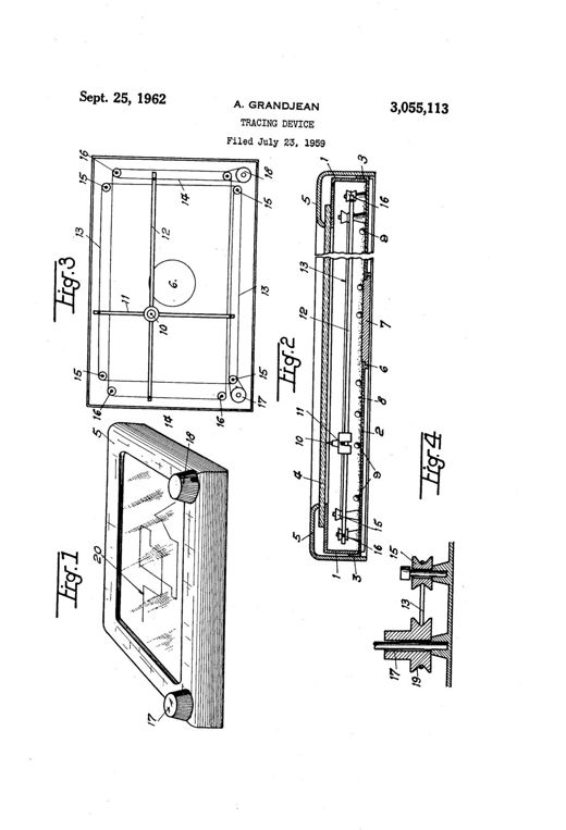 Tracing device patent drawing, 1962