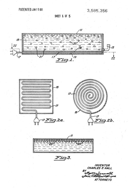 Liquid support for human bodies patent drawing, 1971